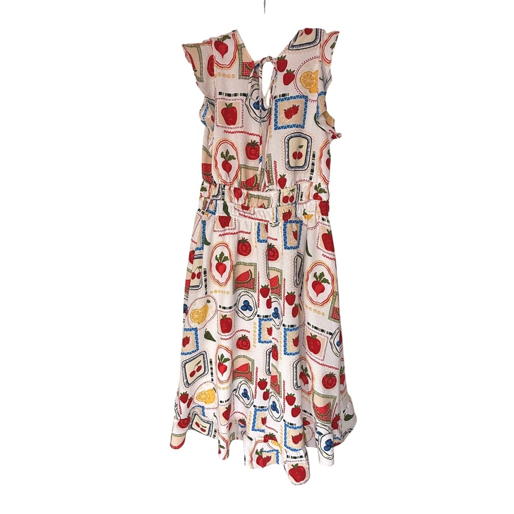Women's Euro Summer Dress Ruffle Dress Tomato Lemon Flutter Sleeve Large - Picture 9 of 11